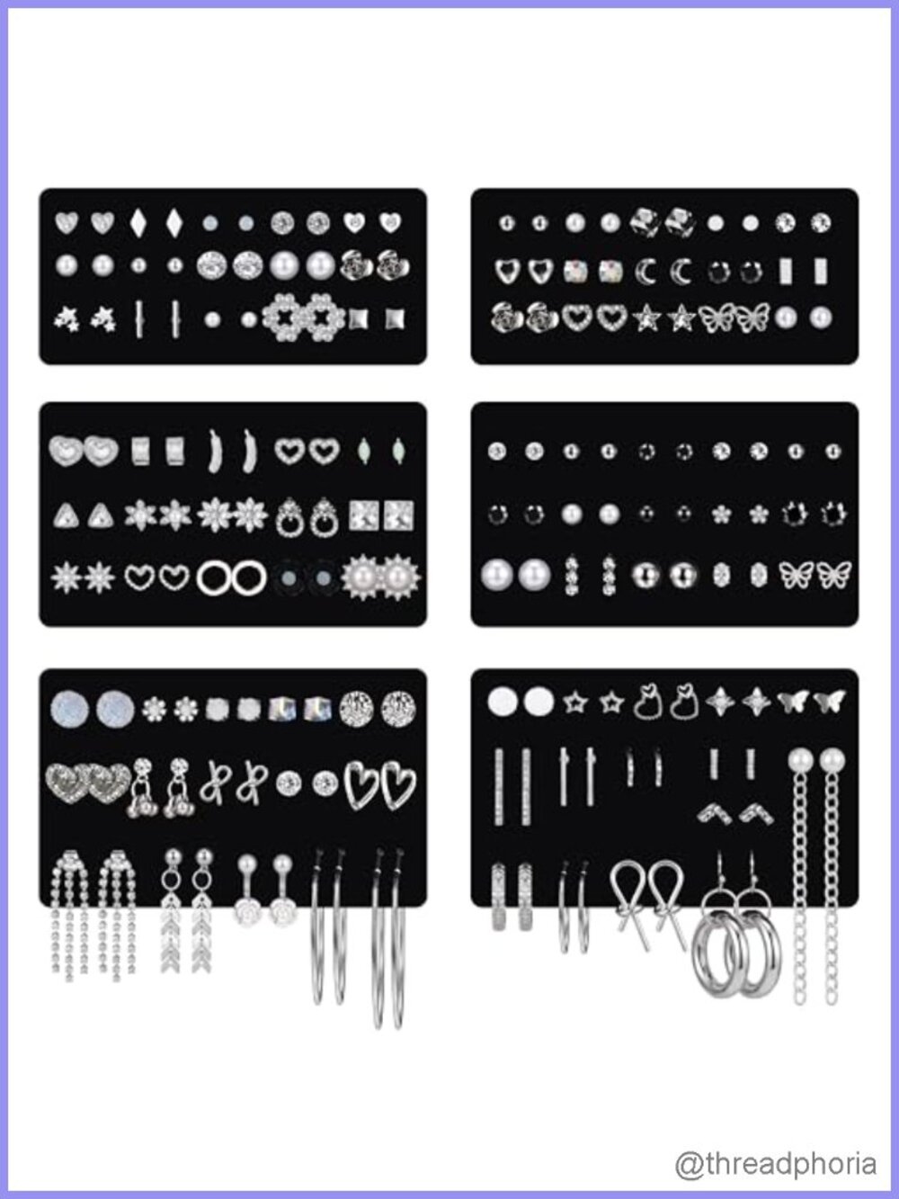 90 Pairs Hypoallergenic Stainless Steel Stud Earrings Set for Sensitive Ears